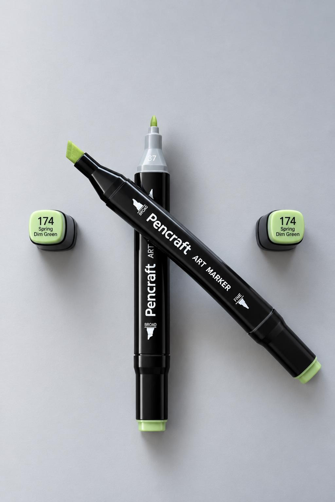 [174 Spring Dim Green] Black Felt Pen (174 Spring Dim Green)