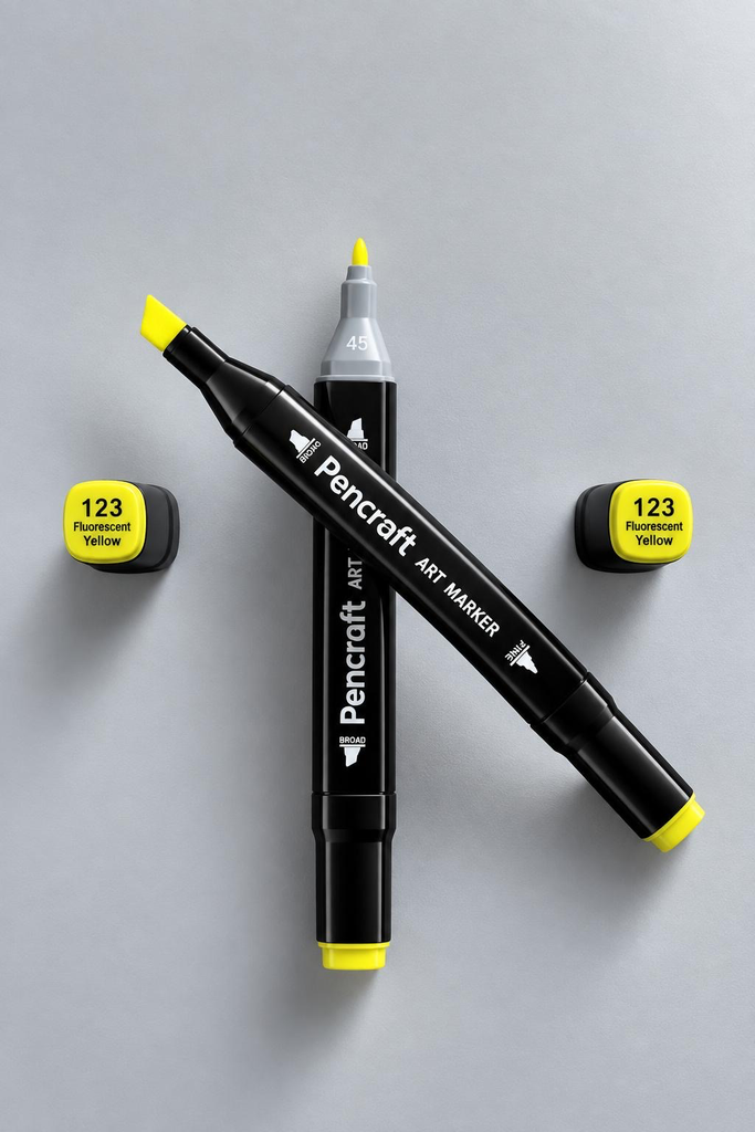 [123 Fluorescent Yellow] Black Felt Pen (123 Fluorescent Yellow)