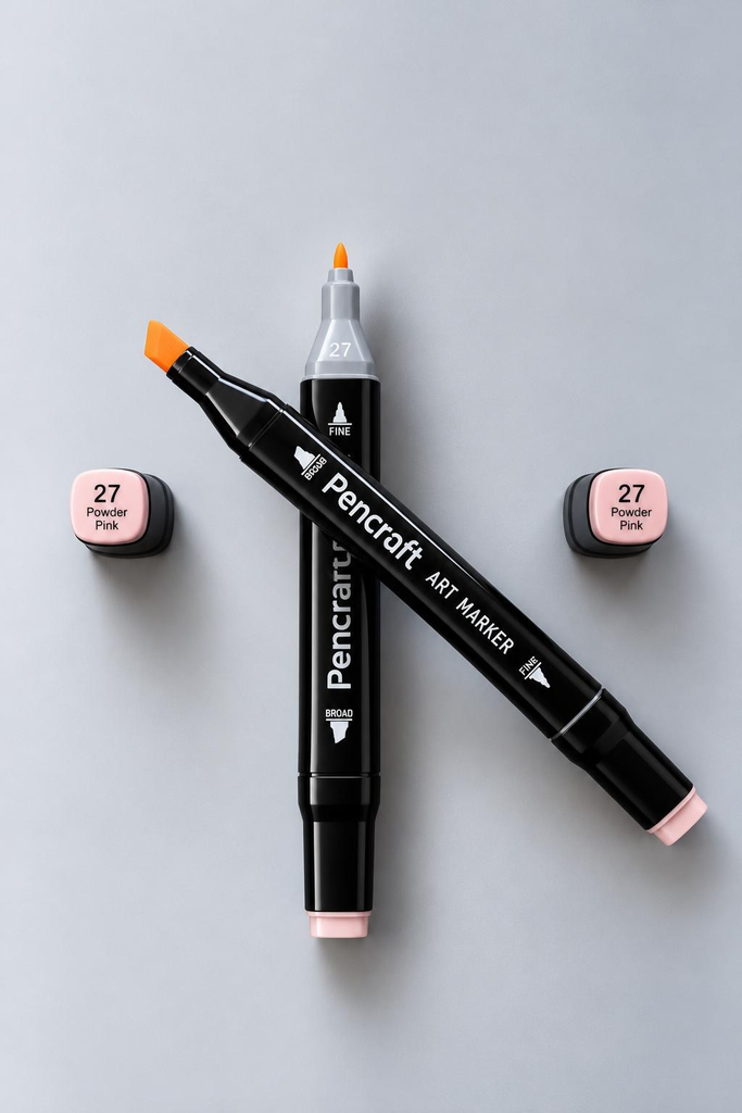[27 Powder Pink] Black Felt Pen (27 Powder Pink)
