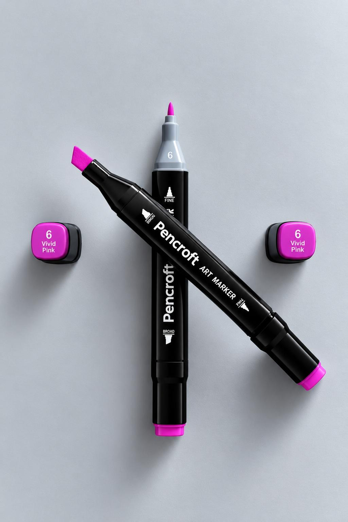 [6 Vivid Pink] Black Felt Pen (6 Vivid Pink)