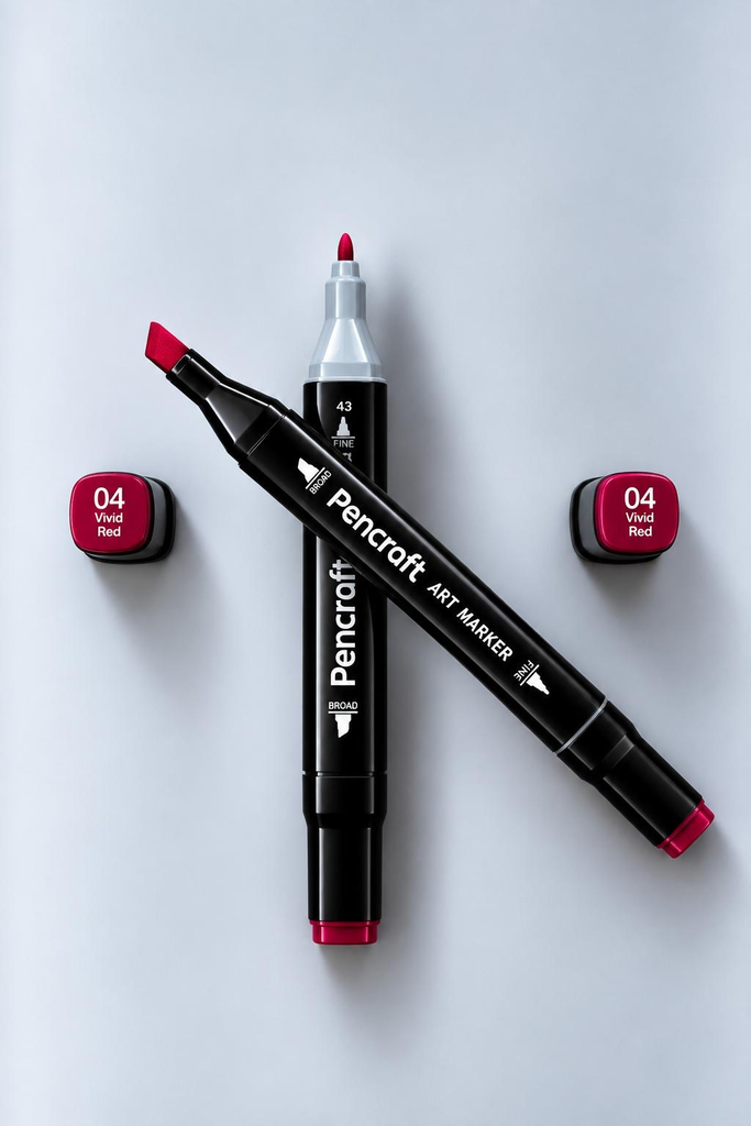 [04 Vivid Red] Siyah Keçeli Kalem (04 Vivid Red)