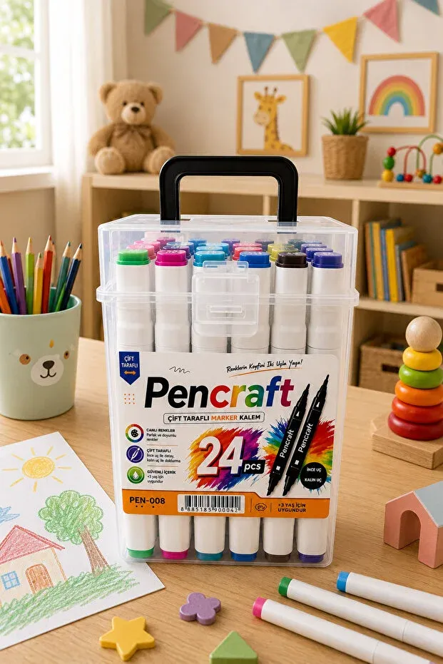 [PEN-010] Plastik Kutulu Marker Seti (Beyaz)